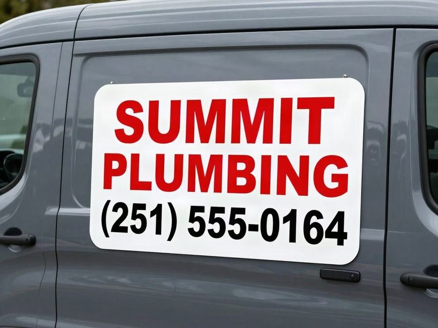Custom car door magnet for a plumbing company on a van
